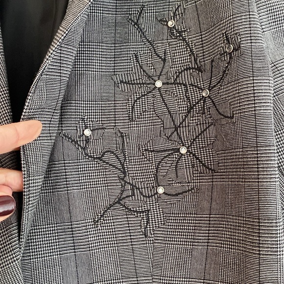 Oscar de la Renta Vintage Women's Blazer Gray Black Size 8 - Picture 4 of 11